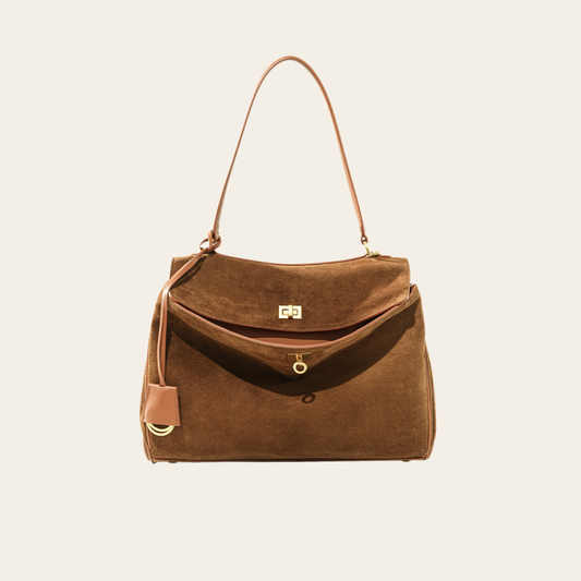 AURA Handväska i mocka och läder – Elegant Axelväska för Alla Tillfällen| Bagmonde