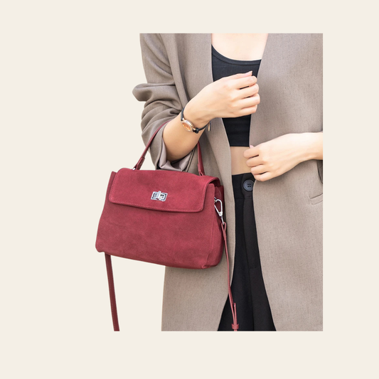 AVELINE Axelväska & handväska dam – Elegant mocka och läder, rymlig väska | Bagmonde